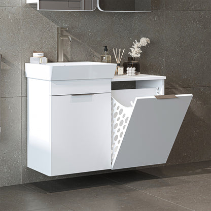Roomart 3-teiliges Badmöbel-Set LYCIA, 49 cm, Waschtisch, Spiegelschrank und Hochschrank, in 4 Farben