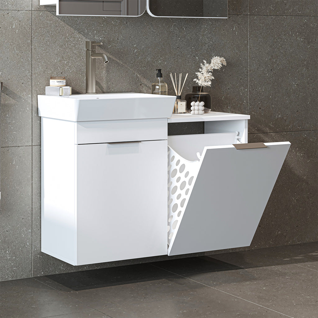 Roomart 3-teiliges Badmöbel-Set LYCIA, 49 cm, Waschtisch, Spiegelschrank und Hochschrank, in 4 Farben