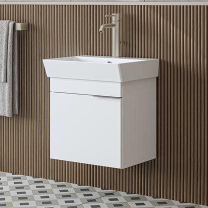 Roomart Badmöbel LYCIA 50 cm – Waschbeckenunterschrank mit Keramik-Waschbecken – Waschtischunterschrank für Badezimmer – Modernes Badmöbel mit Stauraum – 4 Farben