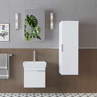 ROOMART Badmöbelset LYCIA 50 cm Unterschrank mit Keramik-Waschbecken, Spiegelschrank, Seitenschrank, Badezimmermöbel in 4 Farben