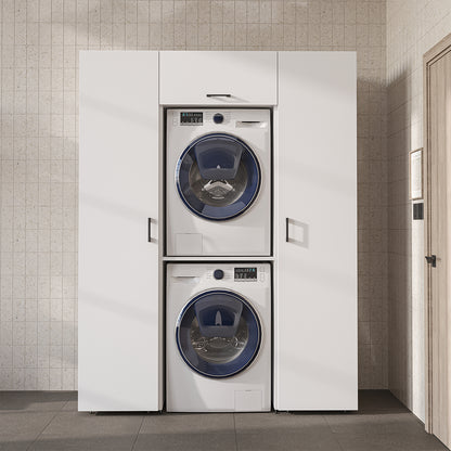 Roomart DUO-I Schrankwand 157 cm – Waschmaschine & Trockner übereinander, Hochschrank | in 2 Farben