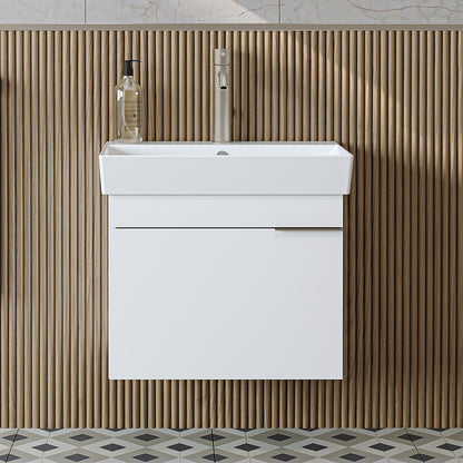 Roomart Badmöbel LYCIA 60 cm – Waschbeckenunterschrank mit Keramik-Waschbecken – Waschtischunterschrank für Badezimmer – Modernes Badmöbel mit Stauraum – 4 Farben