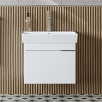 Roomart Badmöbel LYCIA 60 cm – Waschbeckenunterschrank mit Keramik-Waschbecken – Waschtischunterschrank für Badezimmer – Modernes Badmöbel mit Stauraum – 4 Farben