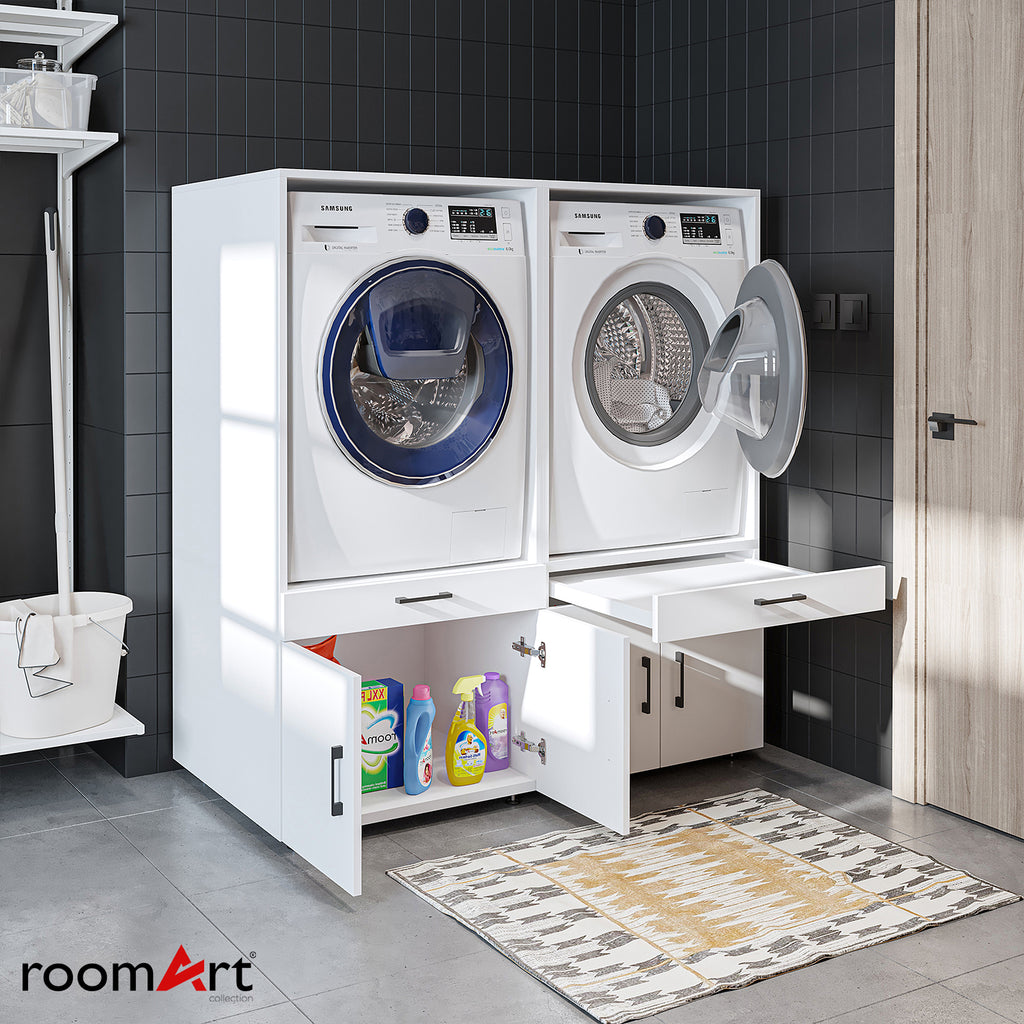 Roomart Waschmachinen Doppelschrrank Überbauschrank, 134 cm Breit, mit Ausziehbrett, in 3 Farben (Kopie)