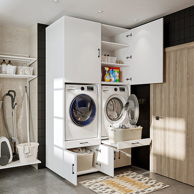 Roomart Waschmaschinenschrank SERIE 3, 134 cm, mit 2 Ausziehbrettern, in 3 Farben