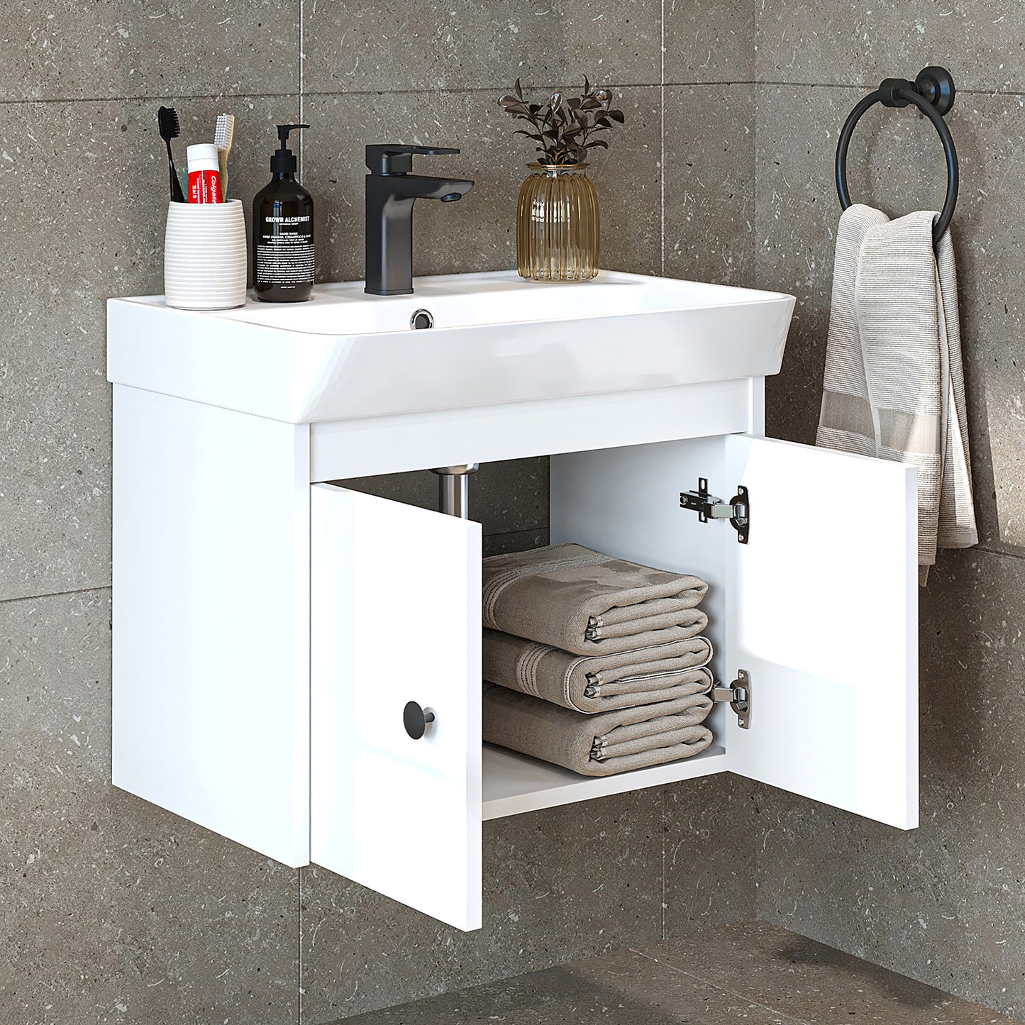 Badmöbelset • ADA • Unterschrank mit Waschbecken • Badezimmer Möbel • Gäste WC