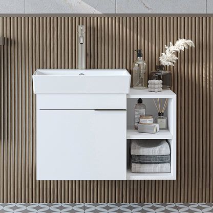 Roomart Badmöbel LYCIA 72 cm – Waschbeckenunterschrank mit Keramik-Waschbecken – Waschtischunterschrank für Badezimmer – Modernes Badmöbel mit Stauraum – 4 Farben