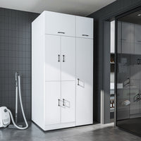 Roomart Waschmaschinenschrank „DORA 115 cm Breit“ für Waschmaschine & Trockner mit Regalböden, in 5 Farben • Weiß • Weiß Eiche • Anthrazit Eiche • Eiche • Schwarz Eiche