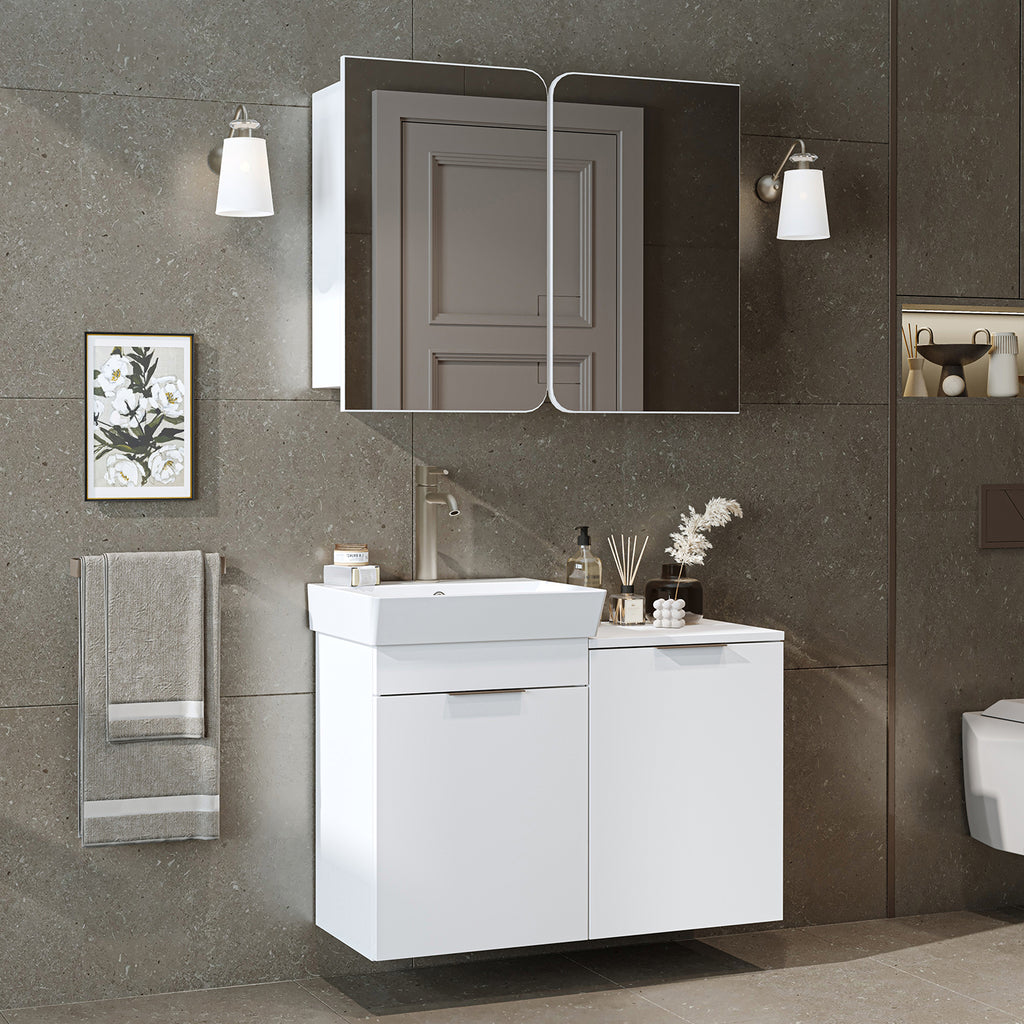 Roomart 2-teiliges Badmöbel-Set LYCIA, 49 cm, Waschtisch mit Spiegelschrank, in 4 Farben