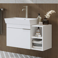 Roomart Badmöbel LYCIA 82 cm – Waschbeckenunterschrank mit Keramik-Waschbecken – Waschtischunterschrank für Badezimmer – Modernes Badmöbel mit Stauraum – 4 Farben