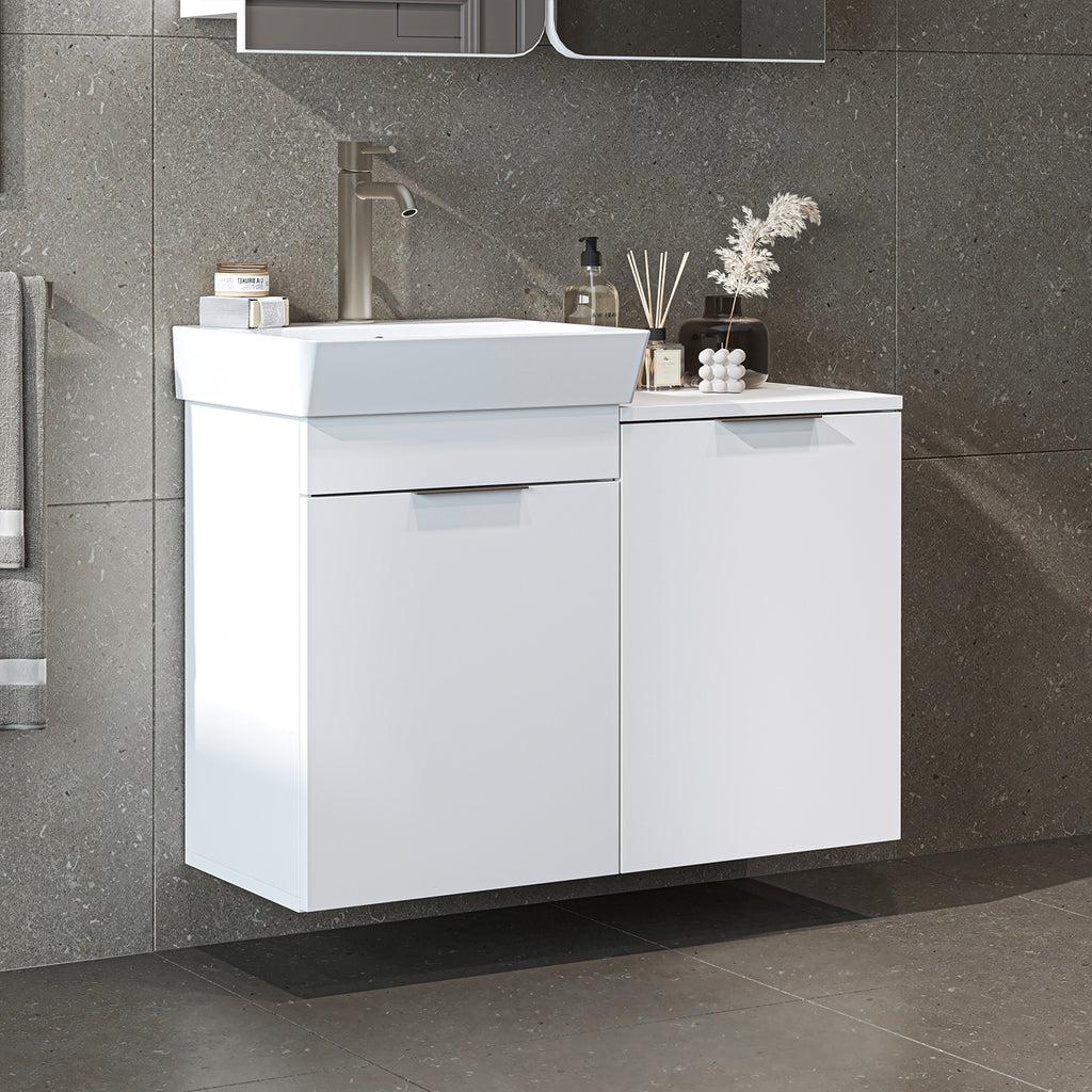 Roomart Waschbeckenunterschrank LYCIA, 49 cm, mit Waschbecken und Wäschefach, in 4 Farben
