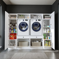 View details for Roomart Waschmaschinenumbauschrank & Schrankwand für Waschküche und Hauswirtschaftsraum – 224 cm breit – mit praktischem Ausziehbrett – erhältlich in Weiß, Eiche oder Schwarz-Eiche Roomart Waschmaschinenumbauschrank & Schrankwand für Wasc