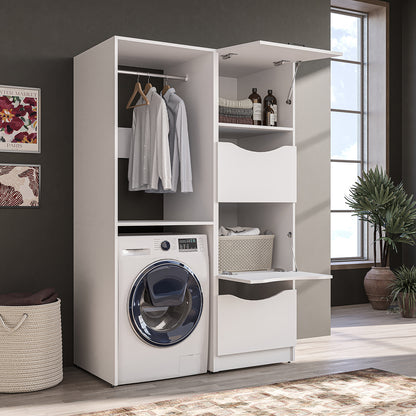 Roomart SERIE 2 Waschmaschinenschrank 126 cm – Kleiderstange & Stauraum | in 2 Farben