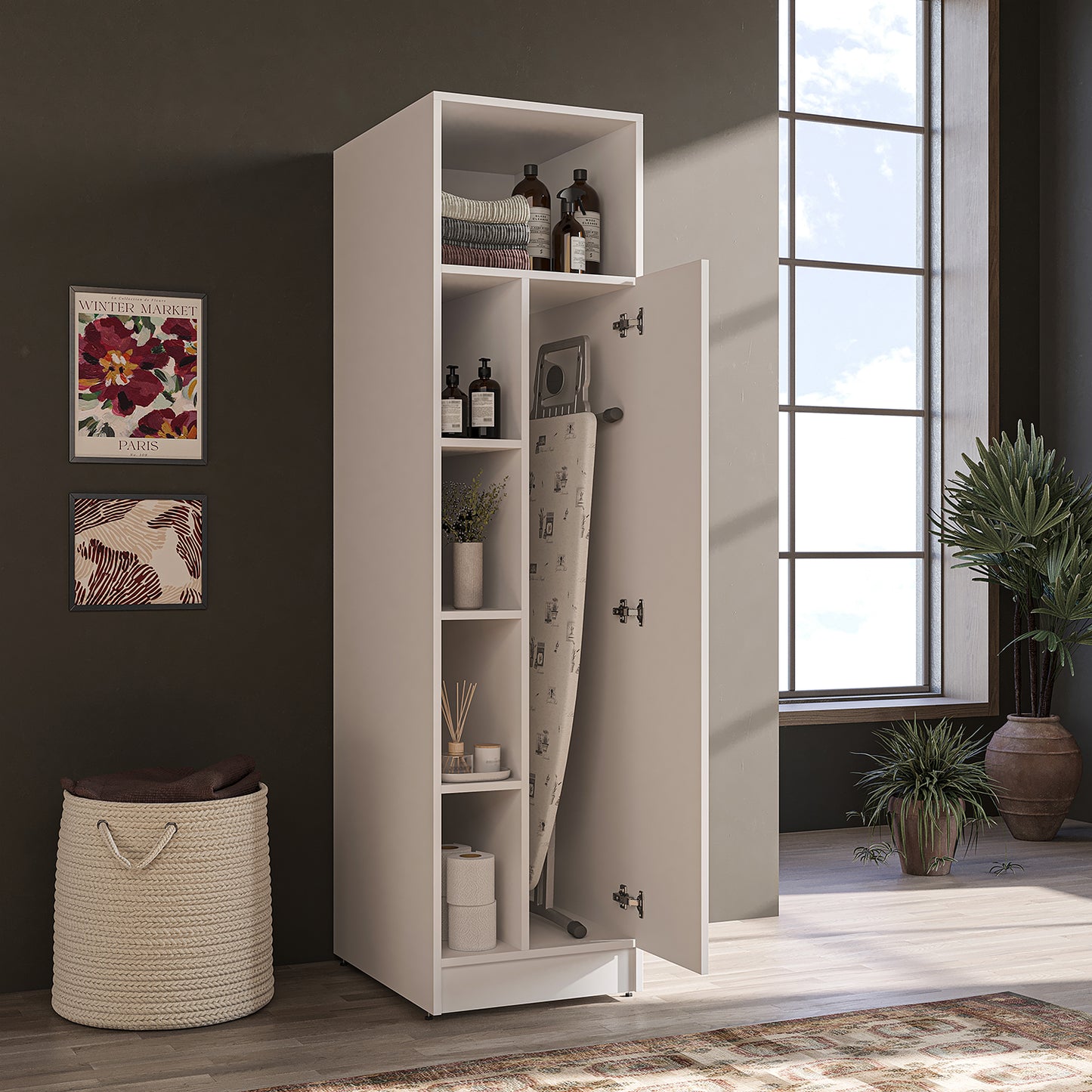 Roomart SERIE 2 Hochschrank 66 cm – 197 cm hoch, Putzschrank & Stauraum | in 2 Farben