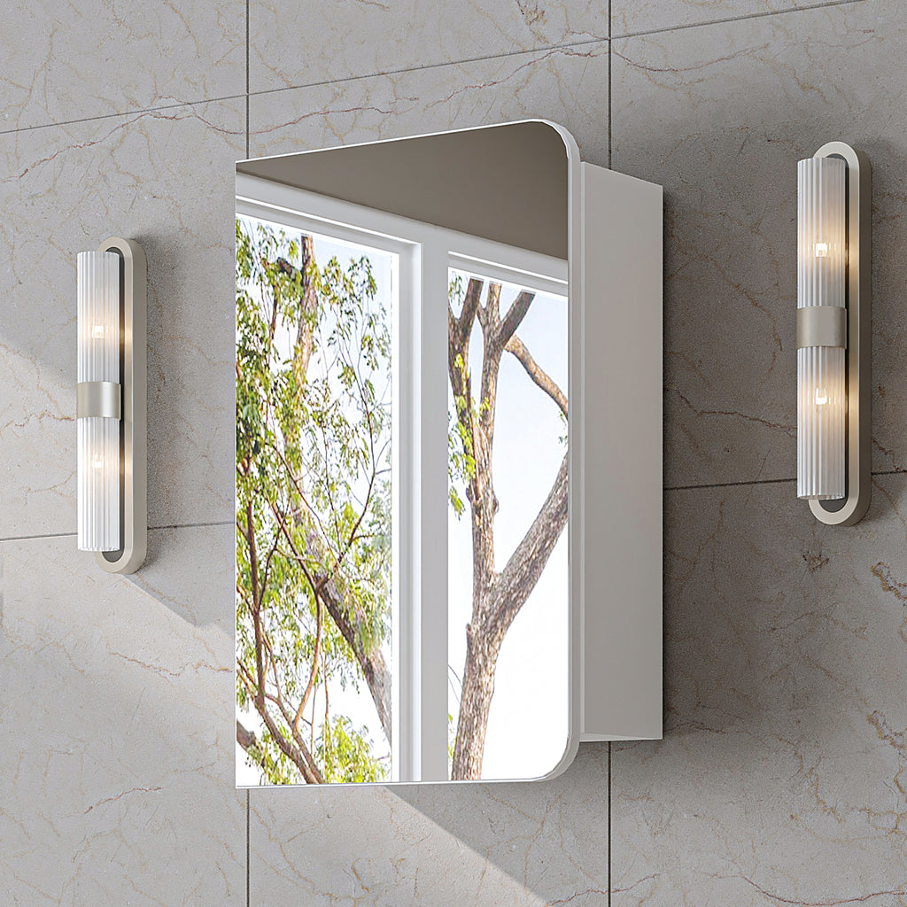 Roomart Badmöbel Set LYCIA 60 cm – 4-teiliges Badezimmermöbel-Set mit Keramik-Waschbecken, Spiegelschrank & Seitenschrank – Badmöbel in 4 Farben