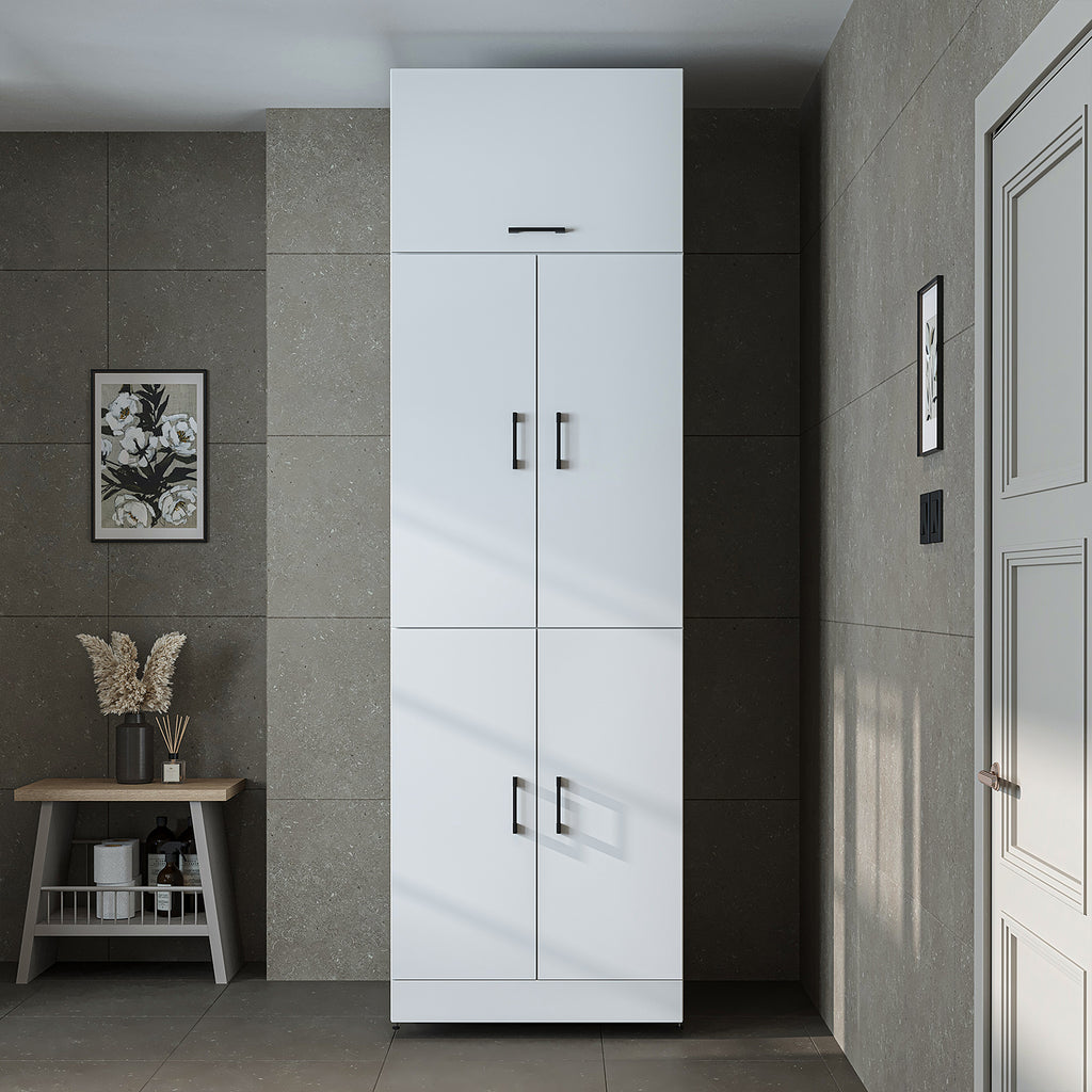 Roomart Waschmaschinenschrank „DORA“ für Waschmaschine & Trockner mit Regalböden, in 5 Farben • Weiß • Weiß Eiche • Anthrazit Eiche • Eiche • Schwarz-Eiche