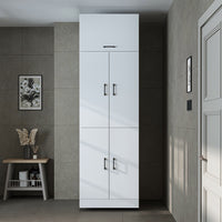 Roomart Waschmaschinenschrank „DORA“ für Waschmaschine & Trockner mit Regalböden, in 5 Farben • Weiß • Weiß Eiche • Anthrazit Eiche • Eiche • Schwarz-Eiche