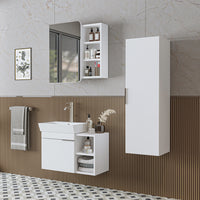 Roomart Badmöbel Set LYCIA 72 cm – 4-teiliges Badezimmermöbel-Set mit Keramik-Waschbecken, Spiegelschrank & Seitenschrank – Badmöbel in 4 Farben