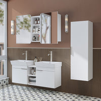 Roomart Badmöbel Set LYCIA 120 cm – 4-teiliges Badezimmermöbel-Set mit Keramik-Waschbecken, Spiegelschrank & Seitenschrank – Badmöbel in 4 Farben