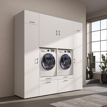 Roomart Waschmaschinenschrank SERIE 2 – Doppelschrank mit Seitenschränken, 3 Farben