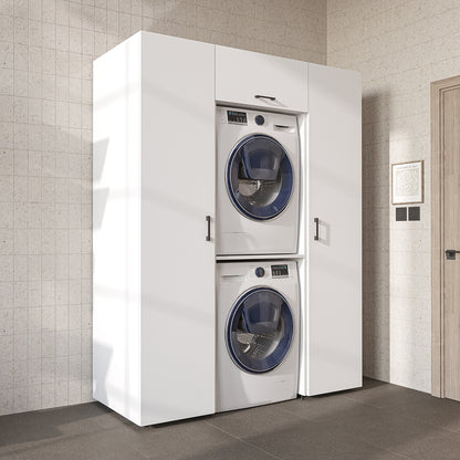 Roomart DUO-I Schrankwand 157 cm – Waschmaschine & Trockner übereinander, Hochschrank | in 2 Farben
