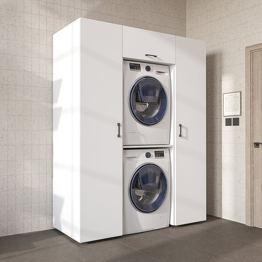 Roomart DUO-I Schrankwand 157 cm – Waschmaschine & Trockner übereinander, Hochschrank | in 2 Farben