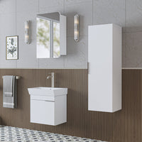 ROOMART Badmöbelset LYCIA 50 cm Unterschrank mit Keramik-Waschbecken, Spiegelschrank, Seitenschrank, Badezimmermöbel in 4 Farben