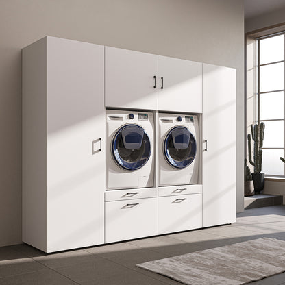 Roomart Waschmaschinenschrank SERIE-III Schrankwand 254 cm – 2 Geräte, Soft-Close | 3 Farben