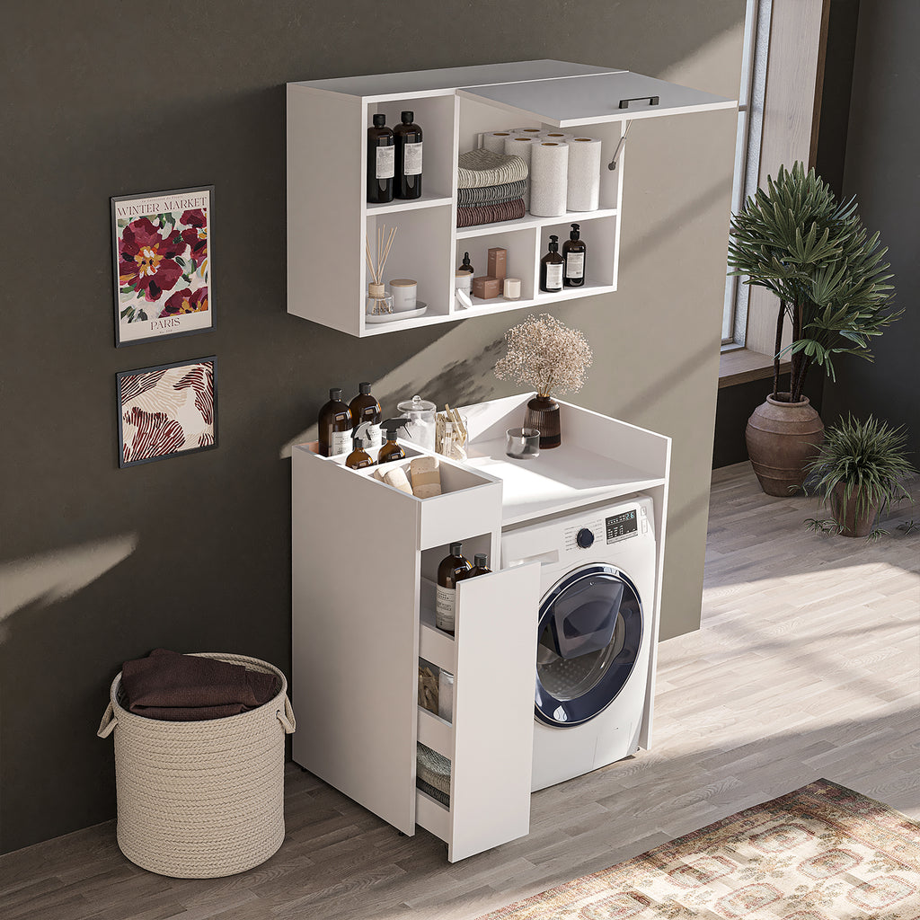 Roomart SERIE 2 Waschmaschinen-Set – Unterschrank & Rollwagen, optional mit Wandschrank | in 2 Farben