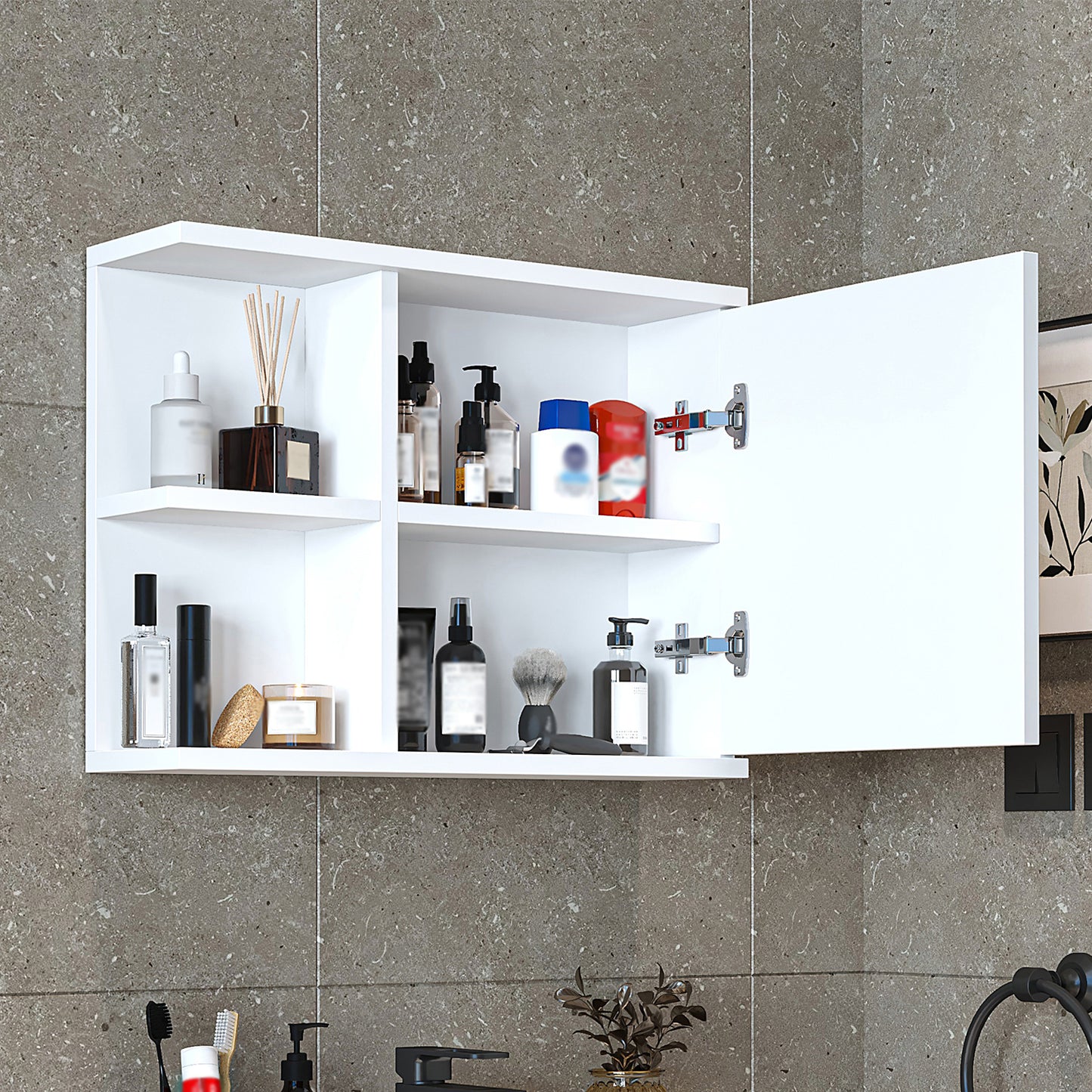 Roomart Badezimmerspiegelschrank ADA 60 cm – Moderner Spiegelschrank fürs Bad mit Soft-Close & Stauraum – Weiß, Eiche, Anthrazit oder Schwarz