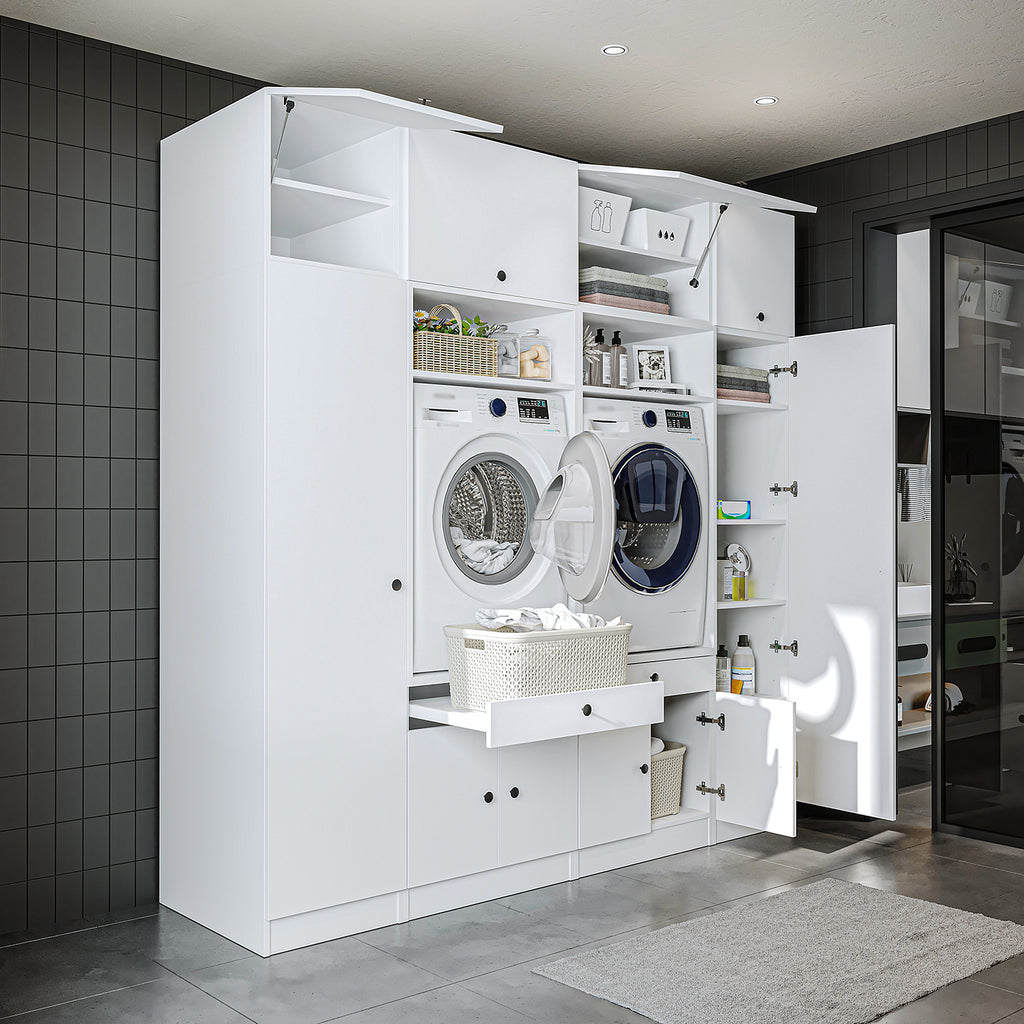 View details for Roomart Waschmaschinenumbauschrank & Schrankwand für Waschküche und Hauswirtschaftsraum – 224 cm breit – mit praktischem Ausziehbrett – erhältlich in Weiß, Eiche oder Schwarz-Eiche Roomart Waschmaschinenumbauschrank & Schrankwand für Wasc