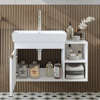 Roomart Badmöbel LYCIA 82 cm – Waschbeckenunterschrank mit Keramik-Waschbecken – Waschtischunterschrank für Badezimmer – Modernes Badmöbel mit Stauraum – 4 Farben