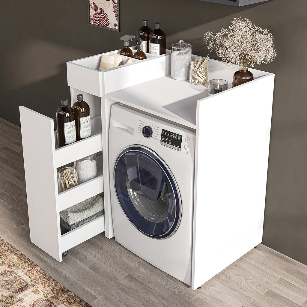 Roomart SERIE 2 Waschmaschinen-Set – Unterschrank & Rollwagen, optional mit Wandschrank | in 2 Farben