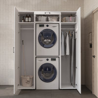 Roomart DUO-I Schrankwand 157 cm – Waschmaschine & Trockner übereinander, Hochschrank | in 2 Farben