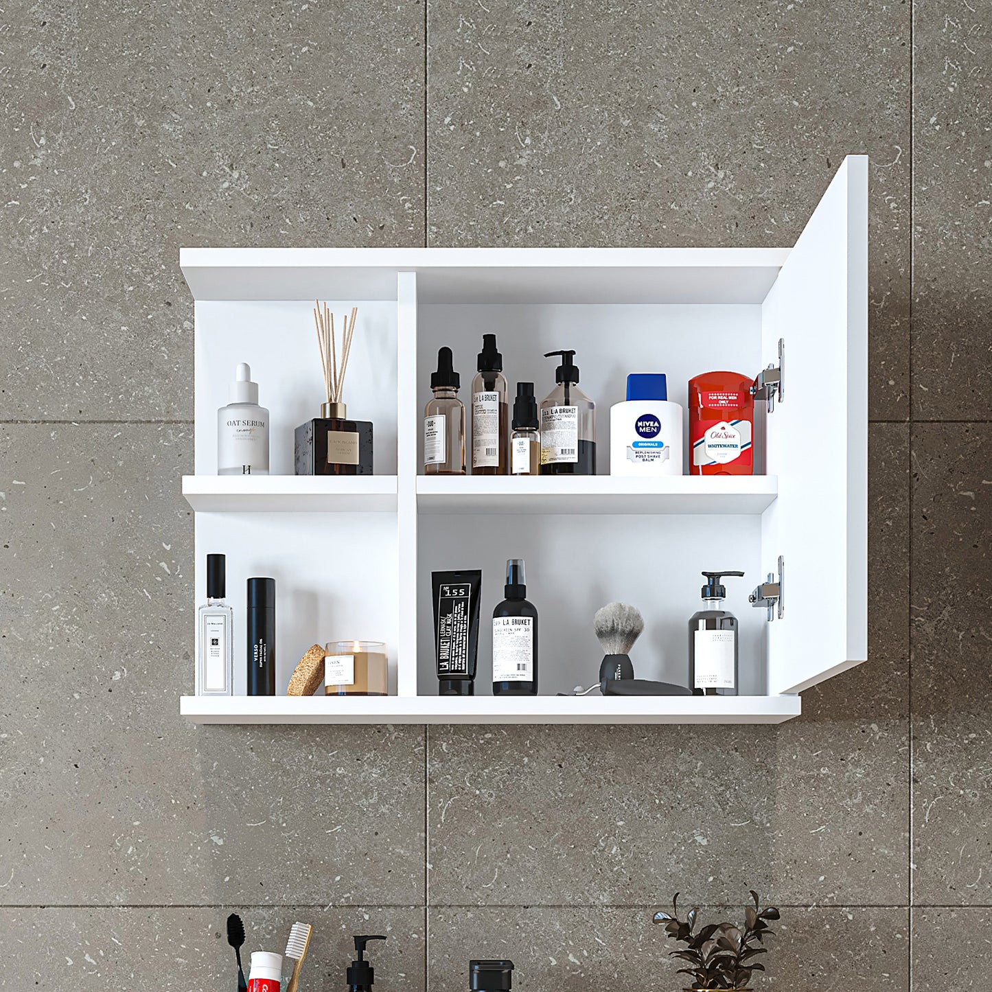 Roomart Badezimmerspiegelschrank "ADA“ – moderner, kompakter 60 cm Badschrank mit Spiegel – in Weiß, Eiche, Anthrazit oder Schwarz