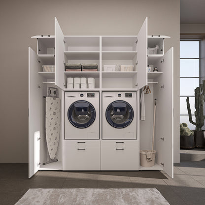 Roomart Waschmaschinenschrank SERIE 2 – Doppelschrank mit Seitenschränken, 3 Farben