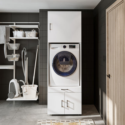 Roomart A3+B1 Waschmaschinenschrank 205 cm – Überbau, Ausziehbrett, Schublade | 3 Farben