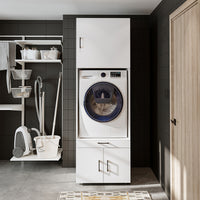 Roomart A3+B1 Waschmaschinenschrank 205 cm – Überbau, Ausziehbrett, Schublade | 3 Farben