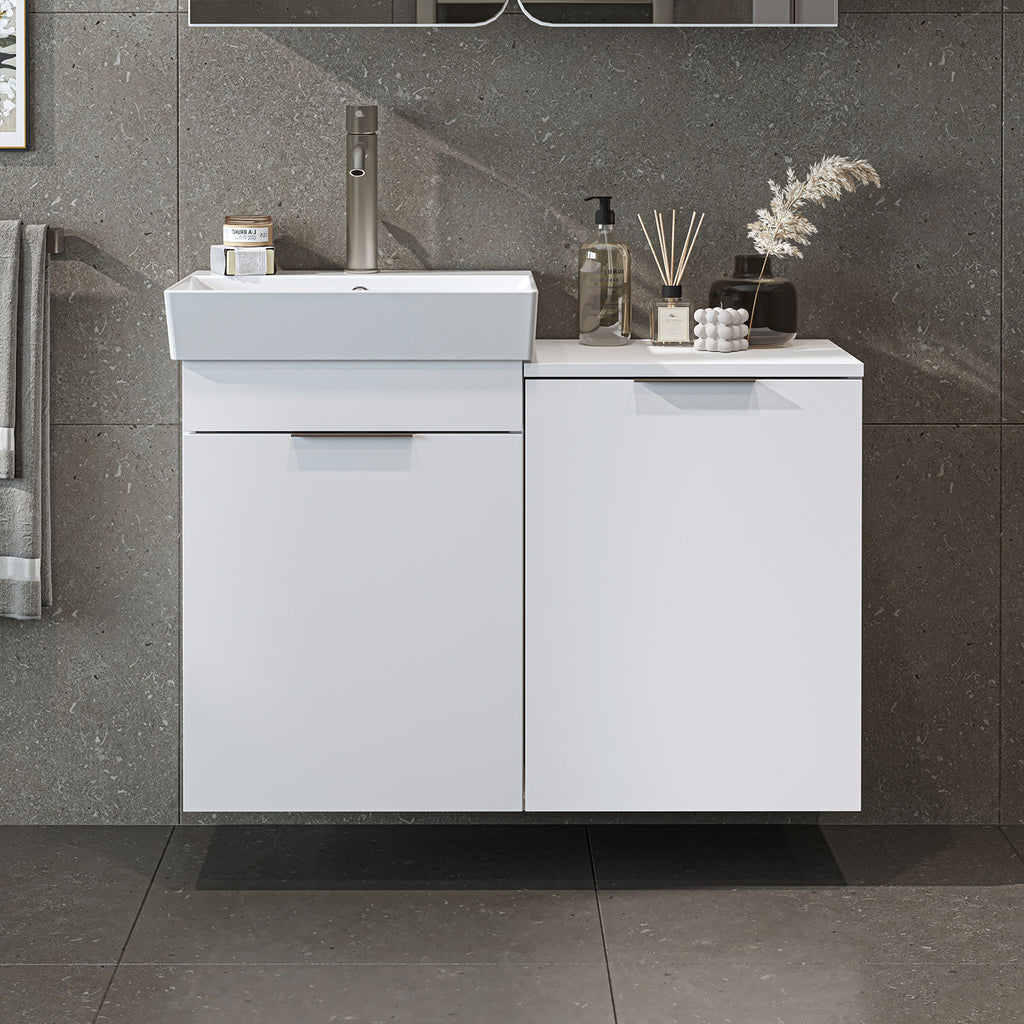 Roomart 3-teiliges Badmöbel-Set LYCIA, 49 cm, Waschtisch, Spiegelschrank und Hochschrank, in 4 Farben