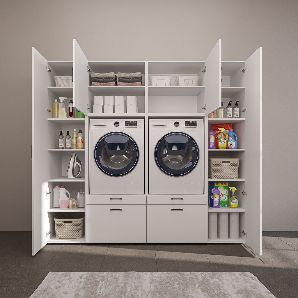Roomart Waschmaschinenschrank 224 cm – 2 Geräte nebeneinander & Hochschrank | in 3 Farben
