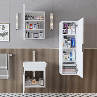 ROOMART Badmöbelset LYCIA 50 cm Unterschrank mit Keramik-Waschbecken, Spiegelschrank, Seitenschrank, Badezimmermöbel in 4 Farben