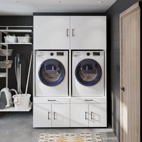 Roomart Waschmachinen Doppelschrrank Überbauschrank HBT: 205 x 134 x 66,8 cm, in 3 Farben-waschmaschinenschrank, waschmaschinenregal, waschturm, schrank, weiß, waschmaschinen, unterschrank, waschmaschine, trockner, haushaltsschrank, schränke, badschrank, 