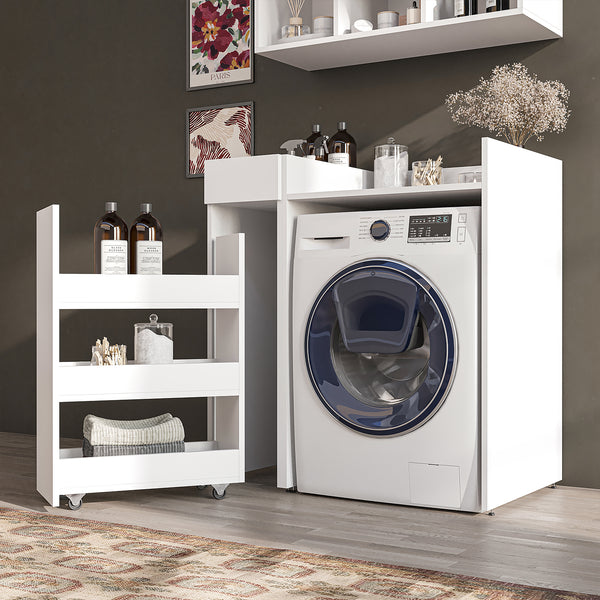 Roomart SERIE 2 Waschmaschinen-Set – Unterschrank & Rollwagen, optional mit Wandschrank | in 2 Farben