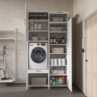 Roomart Waschmaschinenschrank 240 cm mit Hochschrank – Soft-Close, Ausziehbrett | 3 Farben