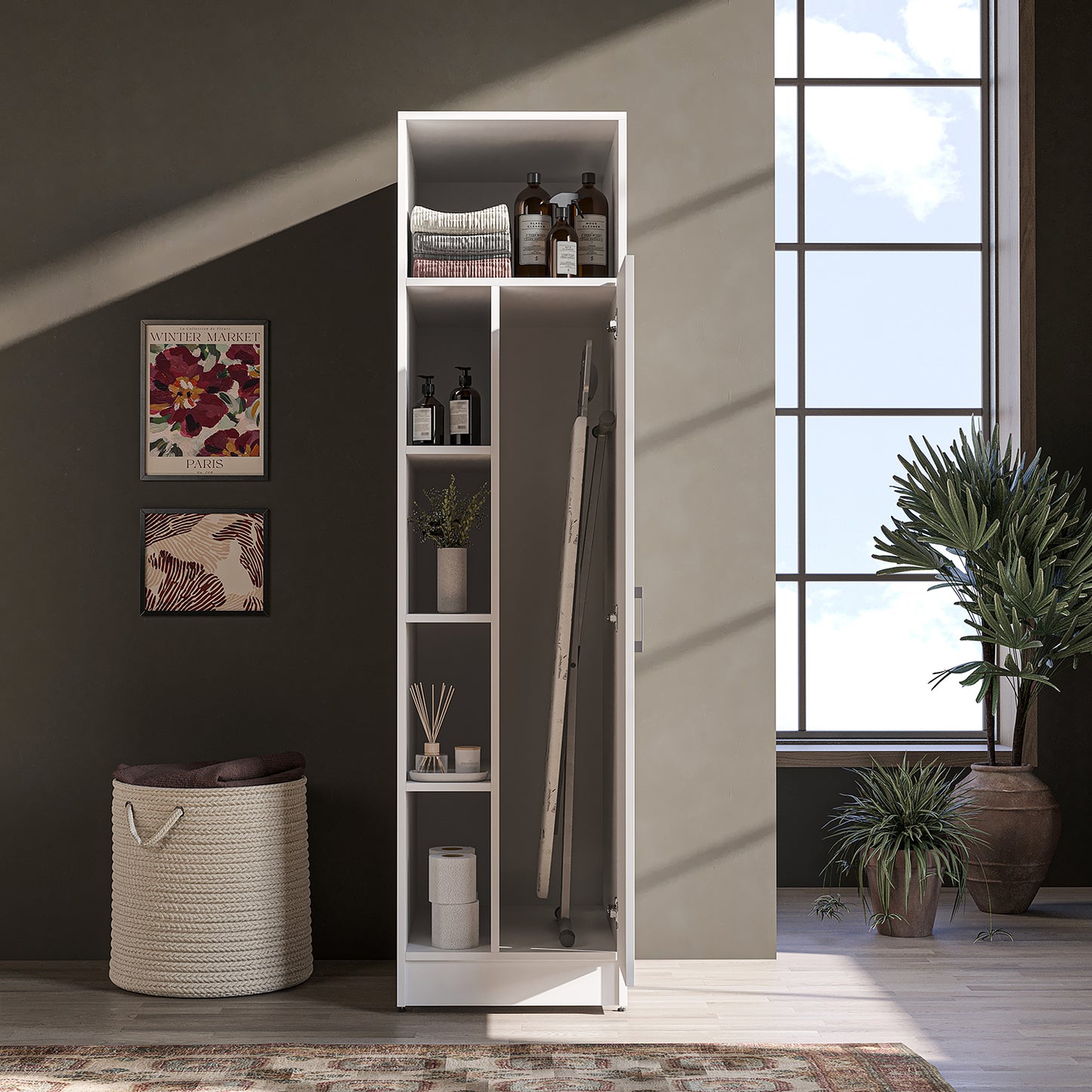 Roomart SERIE 2 Hochschrank 66 cm – 197 cm hoch, Putzschrank & Stauraum | in 2 Farben