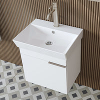 Roomart Badmöbel LYCIA 50 cm – Waschbeckenunterschrank mit Keramik-Waschbecken – Waschtischunterschrank für Badezimmer – Modernes Badmöbel mit Stauraum – 4 Farben