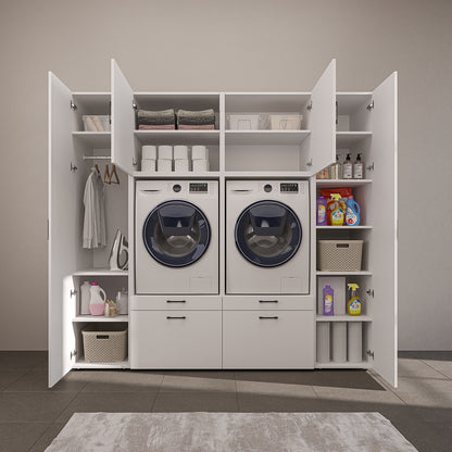 Roomart Waschmaschinenschrank 224 cm – 2 Geräte nebeneinander & Hochschrank | in 3 Farben