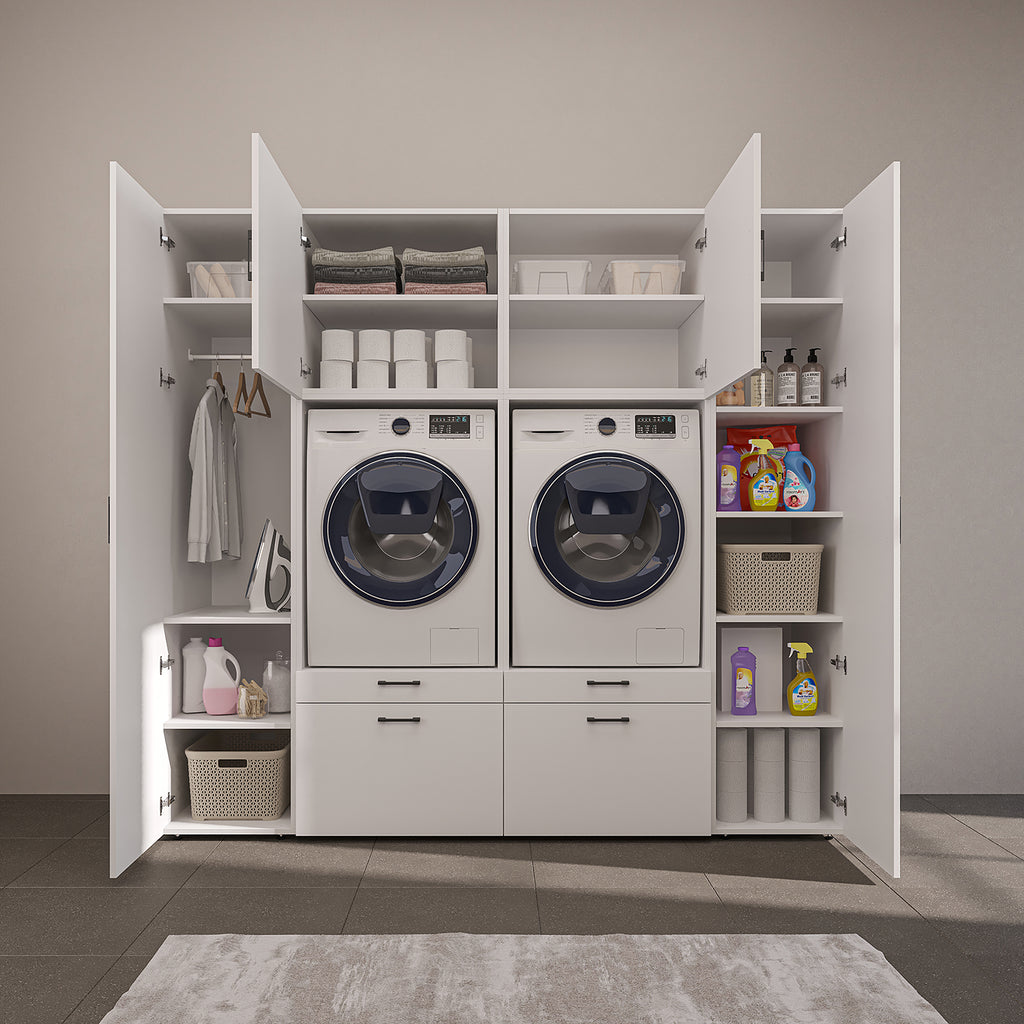 Roomart Waschmaschinenschrank 224 cm – 2 Geräte nebeneinander & Hochschrank | in 3 Farben