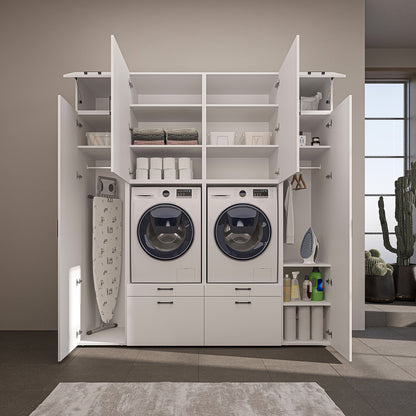 Roomart Waschmaschinenschrank SERIE 2 – Doppelschrank mit Seitenschränken, 3 Farben