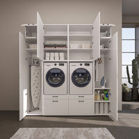 Roomart Waschmaschinenschrank SERIE 2 – Doppelschrank mit Seitenschränken, 3 Farben